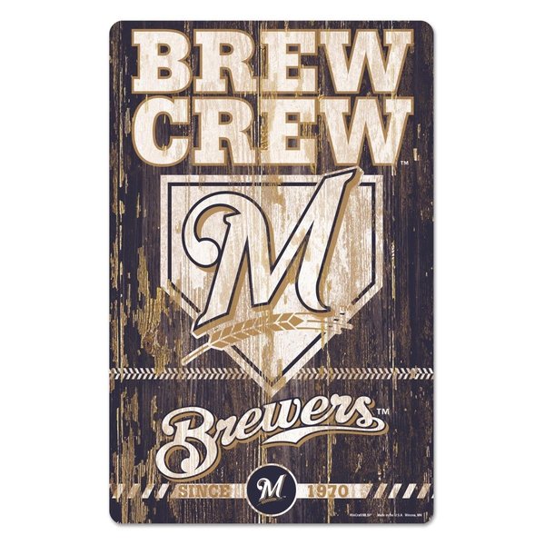 Wincraft Milwaukee Brewers Sign 11x17 Wood Slogan Design, 3208569562 3208569562